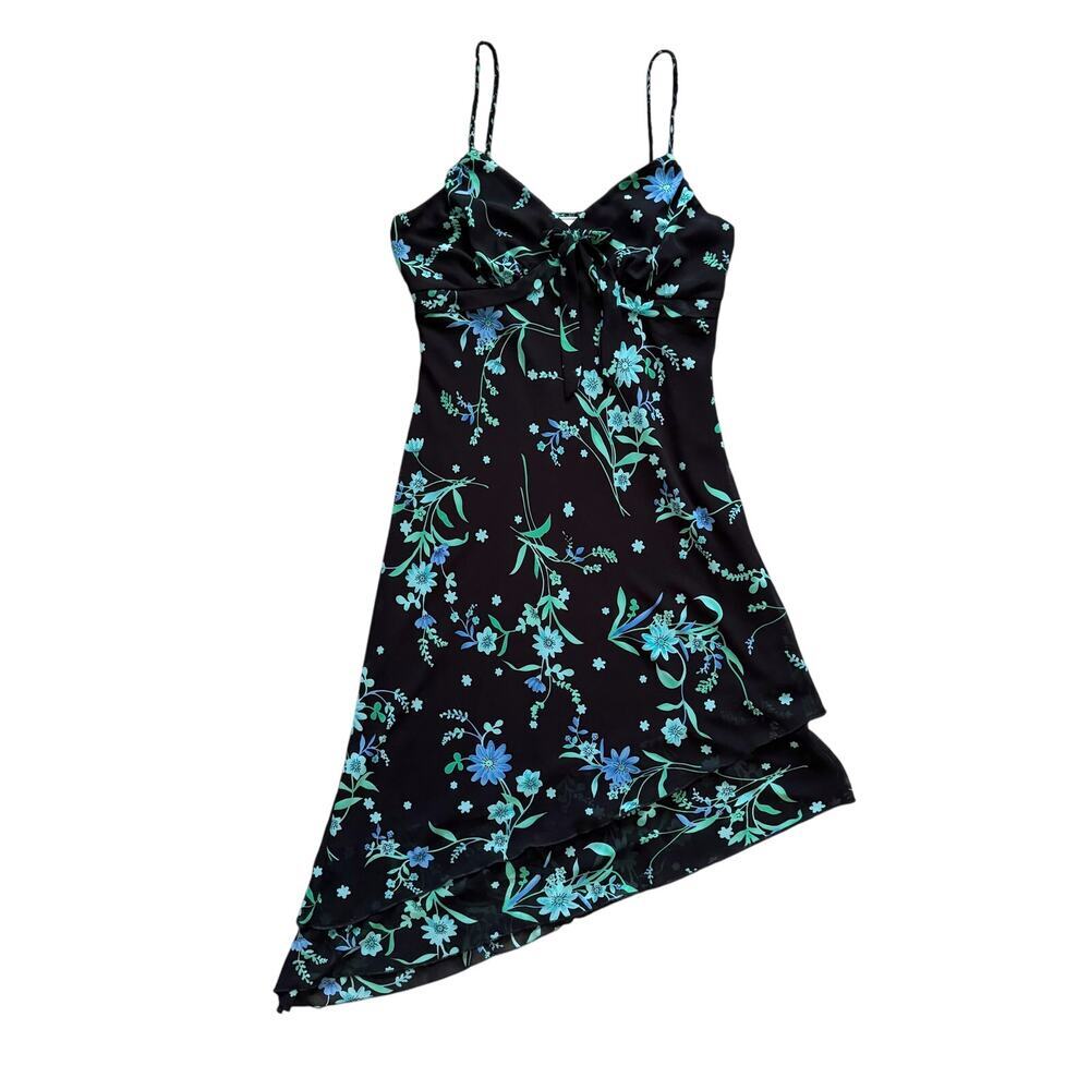 VTG Fashion Bug Floral Asymmetrical Dress Sz 10 12 Y2K 90s Vintage Fairy dainty